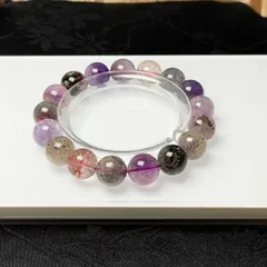 絶賛 EU製★スーパーセブン★パワーストーン ブレスレット 天然石B 綺麗 お守り ギフト  11.9-12.6mm ZZ1719