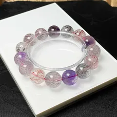 高級 EU製★スーパーセブン★パワーストーン ブレスレット 天然石 綺麗 お守り ギフト  14.7-15.8mm ZZ1720