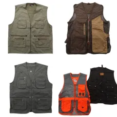 古着卸 まとめ売り ライト ベスト ジャケット 5枚セット (メンズ 2XL /3XL ) フィッシング バイカラー メッシュ 中古 古着 NC7231