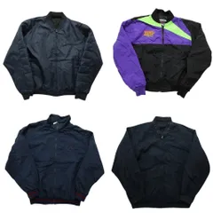 古着卸 まとめ売り ジップ ブルゾン ジャケット 4枚セット (メンズ M /L ) ワンポイント 英文字 スタンドカラー 中古 古着 NC7256