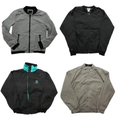 古着卸 まとめ売り ジップ ブルゾン ジャケット 4枚セット (メンズ XL ) バイカラー スタンドカラー ワンポイント 中古 古着 NC7246