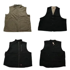 古着卸 まとめ売り ダック地 ベスト ジャケット 4枚セット (メンズ 2XL /3XL ) コロンビア ディッキーズ ボア ブラック 中古 古着 NC7396