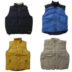 古着卸 まとめ売り ダウンベスト ジャケット 4枚セット (メンズ M /L ) マルチポケット バイカラー スタンドカラー 中古 古着 NC7454