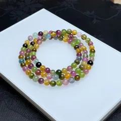 絶賛 EU製★ウォーターメロントルマリン★3重巻きブレスレット パワーストーン 天然石B 綺麗 約5.5-6mm ZZ1725