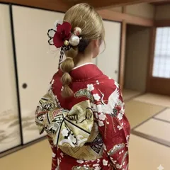 胡蝶蘭 レッド 髪飾り ● 成人式 卒業式 結婚式 七五三