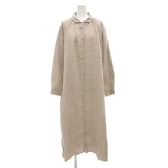 無印良品 良品計画 美品 洗いざらし長袖シャツワンピース 麻 リネン マキシ ロング XXL ベージュ 大きいサイズ /AE