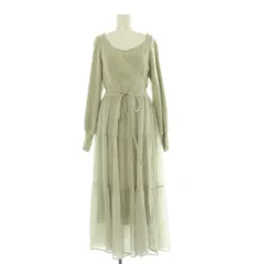 スナイデル SNIDEL 異素材切り替えワンピース ロング ニット シフォン ボリュームスリーブ ラップ インナー付 F ライトブルー /MY ■OS