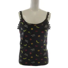 ヒステリックグラマー HYSTERIC GLAMOUR タンクトップ キャミソール FREE 黒 ブラック メッシュ レース 総柄 フルーツ柄 文字柄 2CR-2620 /AP