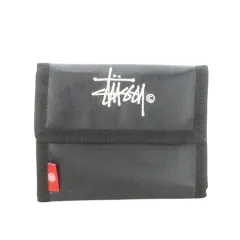 ステューシー STUSSY 財布 三つ折り ミニウォレット 小銭入れあり ロゴ刺繍 ナイロン 黒 ブラック /AH20のサムネイル