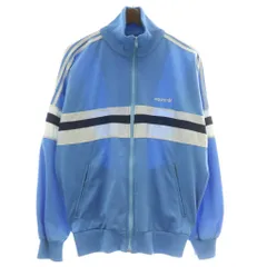 アディダス adidas 90s 国旗タグ ヴィンテージ トラック ジャケット ブルゾン ハイネック ジップアップ ロゴ 刺繍 L 青 ブルー /XZ ■GY01