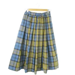 アーバンリサーチ サニーレーベル URBAN RESEARCH Sonny Label ギャザースカート タック フレア ロング チェック 総柄 F 青 ブルー /AO23