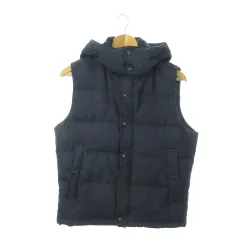 ユニオンステーション UNION STATION ダウンベスト ダブルジップ フード付き ヘリンボーン M 紺 ネイビー /MN23