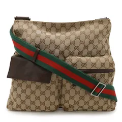 GUCCI グッチ GGキャンバス シェリーライン ショルダーバッグ 斜め掛け レザー カーキベージュ ダークブラウン グリーン レッド 169937