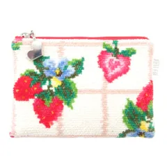 フェイラー FEILER ティッシュケース ポーチ ストロベリーフィールドプティ 総柄 シュニール織 アイボリー ピンク /AE