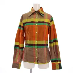 エトロ ETRO シャツ ブラウス 長袖 チェック柄 シルク 40 マルチカラー /BM ■MU