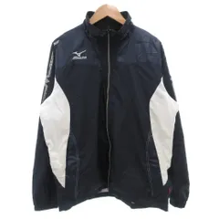 ミズノ MIZUNO ブレスサーモ ウィンドブレーカー ジャケット ジップアップ ロゴ O 紺 ネイビー 白 ホワイト /GV