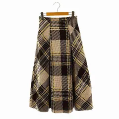 スナイデル SNIDEL 22AW ロービングチェックスカート フレアスカート ニット 0 ベージュ ダークブラウン 黄色 /ES ■OS