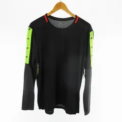 ナイキ NIKE Dri-Fit ランニングシャツ 長袖 カットソー ロゴ ブラック グリーン NWT BV5590-010 M トップス