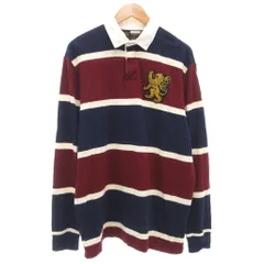 ラルフローレン RALPH LAUREN ラガーシャツ ポロシャツ ボーダー ワッペン 長袖 L 紺 ネイビー 赤 レッド /AE