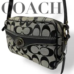 ☆★COACH コーチ★ショルダーバッグ　斜め掛け　シグネチャー　ターンロック　チャーム　ブラック　キャンバス　レザー★　♯2119