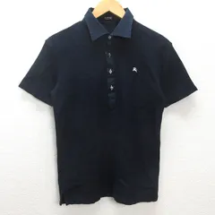 H■バーバリー ブラックレーベル/BURBERRY BLACK LABEL 鹿の子地 半袖ポロシャツ【2】紺/MENS■3【中古】