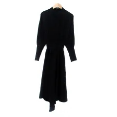 ラグナムーン LagunaMoon ニットワンピース ハイネック 長袖 ロング丈 S 黒 ブラック /HO40