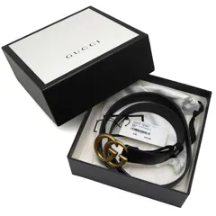 【未使用】グッチ　GGマーモント　ベルト　レザー　ブラック　ゴールド金具　ダブルG　414516 80・32