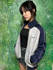 80s アディダス キルティング ダウン ジャージ ジップアップ スカイブルー ネイビー ジャケット XL