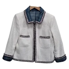 レディース55/ シルクブレンド クロップドツイードジャケット