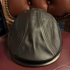 MADE IN USA製 KBETHOS Genuine leather 本革 レザーハンチングキャップ ブラック S/Mサイズ