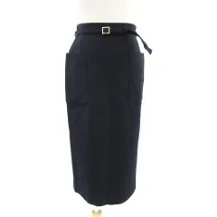 ナチュラルビューティーベーシック NATURAL BEAUTY BASIC タイトスカート ロング丈 ベルト S ネイビー 紺 /YM17