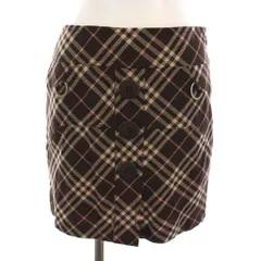 バーバリーブルーレーベル BURBERRY BLUE LABEL ミニ スカート チェック ウール 36 茶色 ブラウン ベージュ FLF37-582-65 /YM