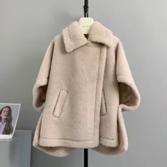 テディベア ケープ コート ポンチョ 羊毛 ウールファー アウター ボアジャケット 5色 冬 ムートンファー