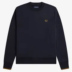 【新品未使用】即発送2025新作 FRED PERRYフレッドペリークルーネック長袖スウェットシャツ100% コットン男性カジュアル上着秋冬です