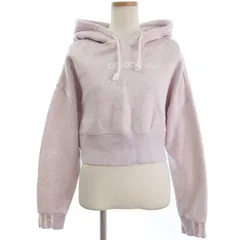 アディダスオリジナルス adidas originals クロップド パーカー プルオーバー 裏起毛 ロゴ 刺繍 パープル系 M