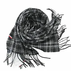 トミーヒルフィガー TOMMY HILFIGER タグ付き マフラー ストール チェック柄 ウール 黒 グレー 0625 ●ECO