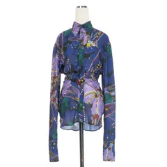 ディースクエアード DSQUARED2 22AW Retro Blossom Poly Chiffon Shirt 総柄 ロングスリーブシャツ ブラウス 長袖 38 ネイビー S72DL0711 国内正規のサムネイル