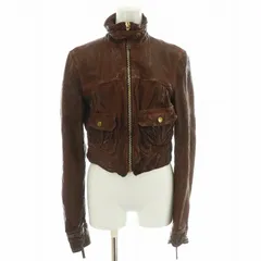 ディー&ジー ドルガバ ドルチェ&ガッバーナ D&G レザージャケット 革ジャン バッファローレザー 裏地 花柄 総柄 40 S 茶 ブラウン /MW ■GY40