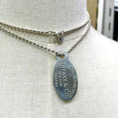 【美品】TIFFANY＆Co. リターン トゥ ティファニー オーバルプレート ボールチェーン ネックレス SV925 シルバー レディース SA