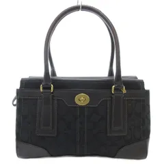 コーチ COACH ハンドバッグ シグネチャー 総柄 キャンバス レザー 黒 ブラック 0773 /AE ■GY47