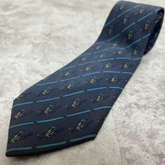 【CELINE】レジメンタルストライプネクタイ　ネイビー　道具モチーフ