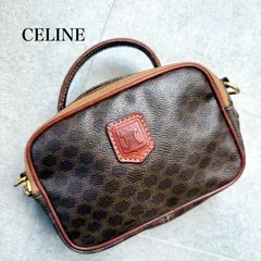 CELINE セリーヌ マカダム柄 ヴィンテージ ミニハンドバック ポーチトリオンフ  カーフレザー ブラウン 高級 独立型 ML02