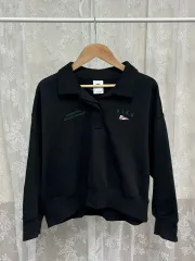 XL) ナイキ 限定 クロップド ポロ スウェット ブラック