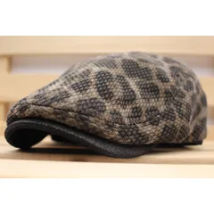 ハンチング帽子 ヒョウ柄 カッコいい キャップ 帽子 57cmメンズ レディース GY トレンド HC7-1