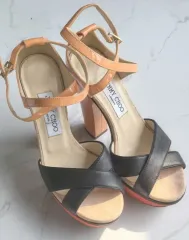 ジミーチュウ サンダル ヒール ブラック/オレンジ 37.5 正規品