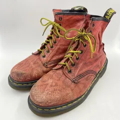 【中古】Dr.Martens イングランド製 8ホール パイソン柄 レッド サイズUK7 △状態[24]