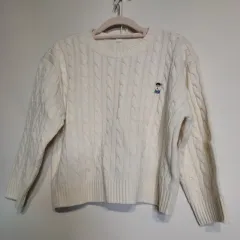 スパオ キッズ アイボリー ケーブル編み ニット クマ 刺繍 150号 秋冬 511288