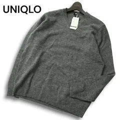 【新品 未使用】 UNIQLO ユニクロ 秋冬 ウール100％★ ラム Vネック セーター ニット Sz.XL メンズ グレー