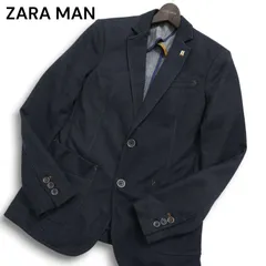 ZARA MAN ザラ マン 通年 ストレッチ★ コンフォート テーラード ジャケット ブレザー シングル Sz.48 メンズ 紺 ネイビー
