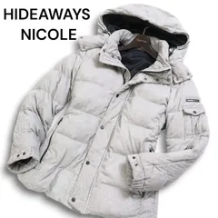 美品★ HIDEAWAYS BLACK by NICOLE ハイダウェイ ニコル 秋冬 フード着脱可 ダウン ジャケット Sz.48　メンズ グレー